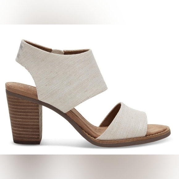 Toms Majorca Cutout Natural Heeled Sandal sz 12 cream SH66 - Picture 2 of 6